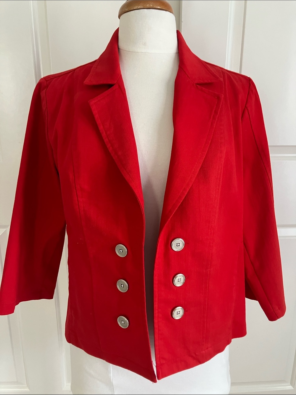 Red Double-Breasted Women's Blazer Jacket